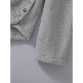 Graphic Print Fluffy Loose Cat Ears Hoodie, Casual Hooded Pocket Fashion Long Sleeve Sweatshirt, Women's Clothing