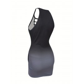 Cutout Gradient Halter Neck Dress, Sexy Bodycon Dress For Spring & Summer, Women's Clothing