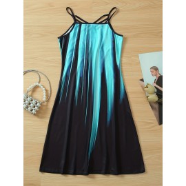 Color Block Criss Cross Dress, Casual Sleeveless Spaghetti Strap Dress, Women's Clothing