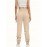 Ruched Solid Cargo Pants, Elegant High Waist Drawstring Pants With Pockets, Women's Clothing