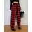 Plaid Print Straight Leg Pants, Casual Drawstring Waist Comfy Pants, Women's Clothing